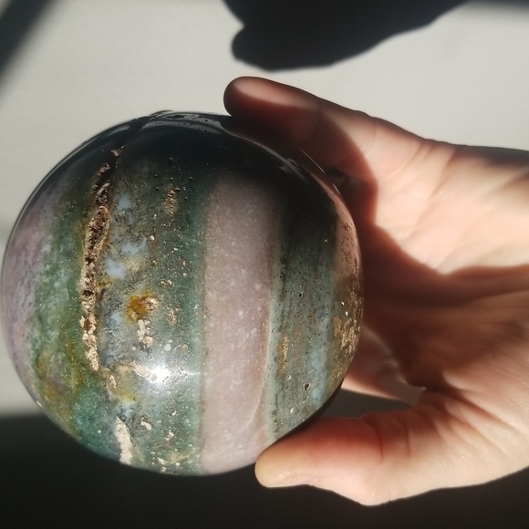 LARGE Ocean Jasper Sphere. Almost 2lbs!! - Picture 3 of 9